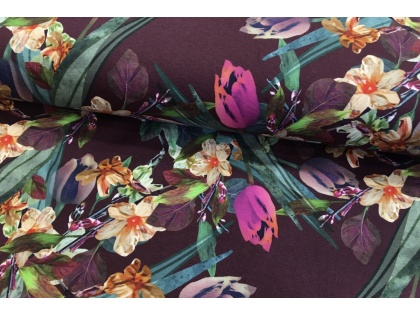 Burgundijas tulpes - kokvilnas trikotāža