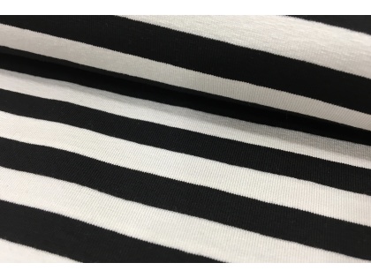Viskozes trikotāža ar melnām strīpām, 1 cm