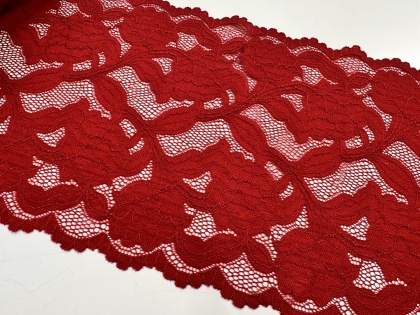 Sarkana elastīgā mežģīne, 23 cm