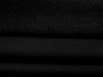 Melna 3 diegu cilpiņtrikotāža (bez velūra efekta)
