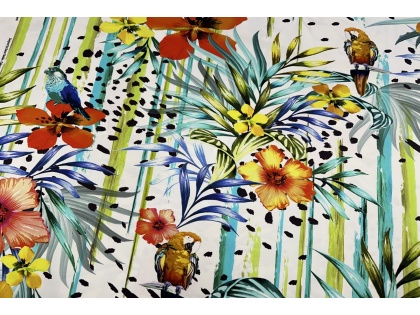 Ziedu papagaiļi - kokvilnas trikotāža