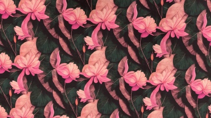 Rozā ziedi – kokvilnas trikotāža