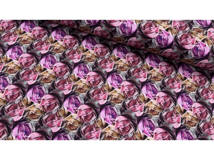 Rozā rozes – kokvilnas trikotāža