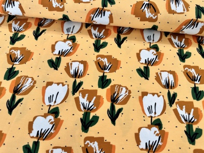 Dzeltenie ziedi - kokvilnas trikotāža