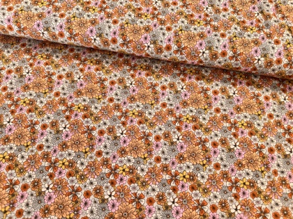 Retro ziedi - kokvilnas trikotāža